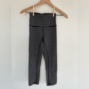 Lululemon Wunder Under Crop Leggings in Black & White Stripe